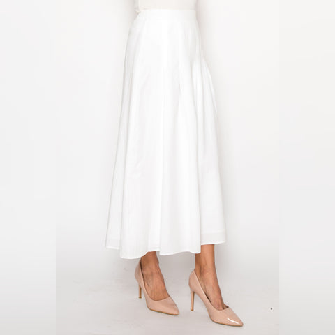 White Cotton Box Pleate Skirt