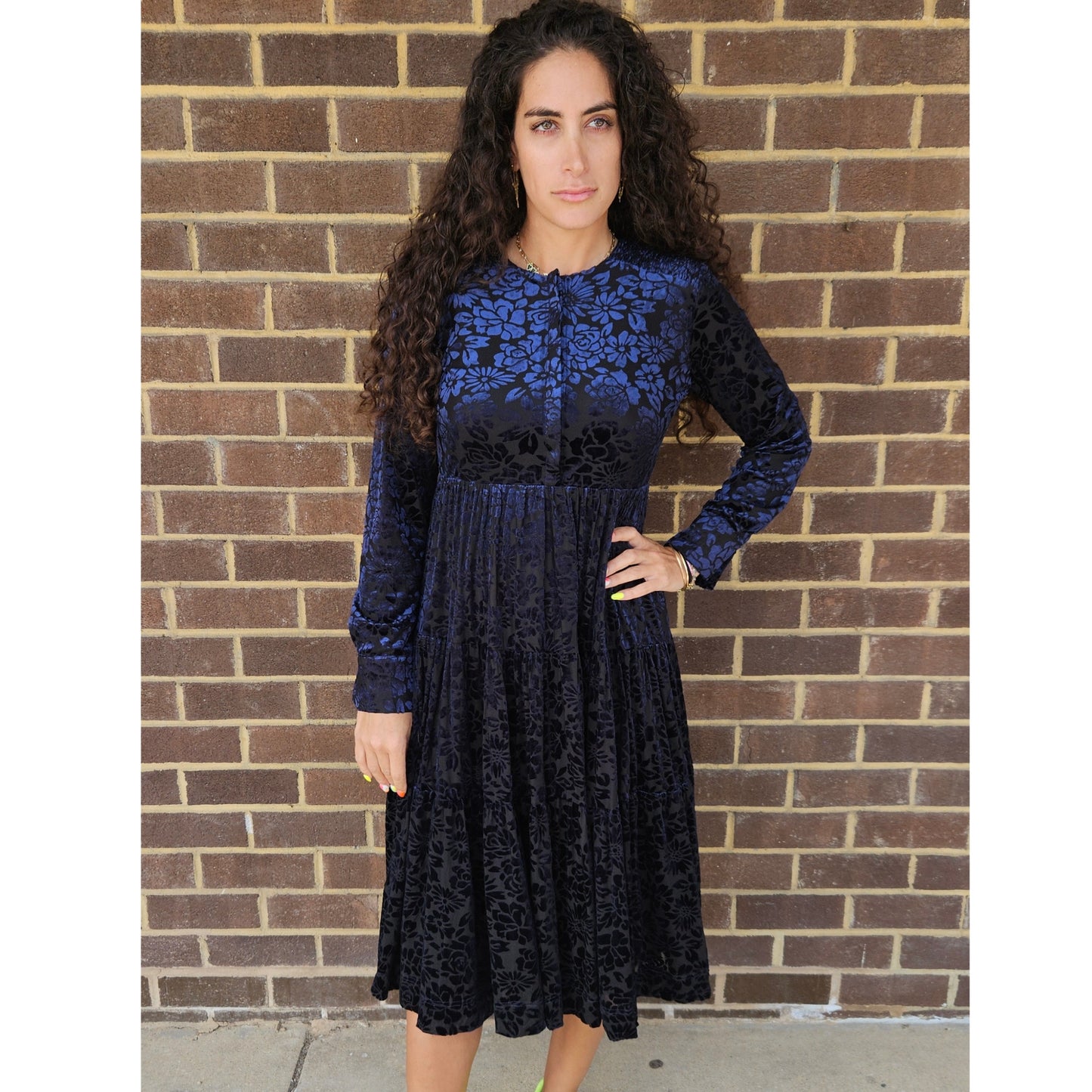 Velvet Floral Dress Lilac Teen - The Mimi Boutique
