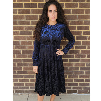 Velvet Floral Dress Lilac Teen - The Mimi Boutique