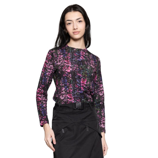 Mockneck Tee Pink Purple Floral Lilac Teen