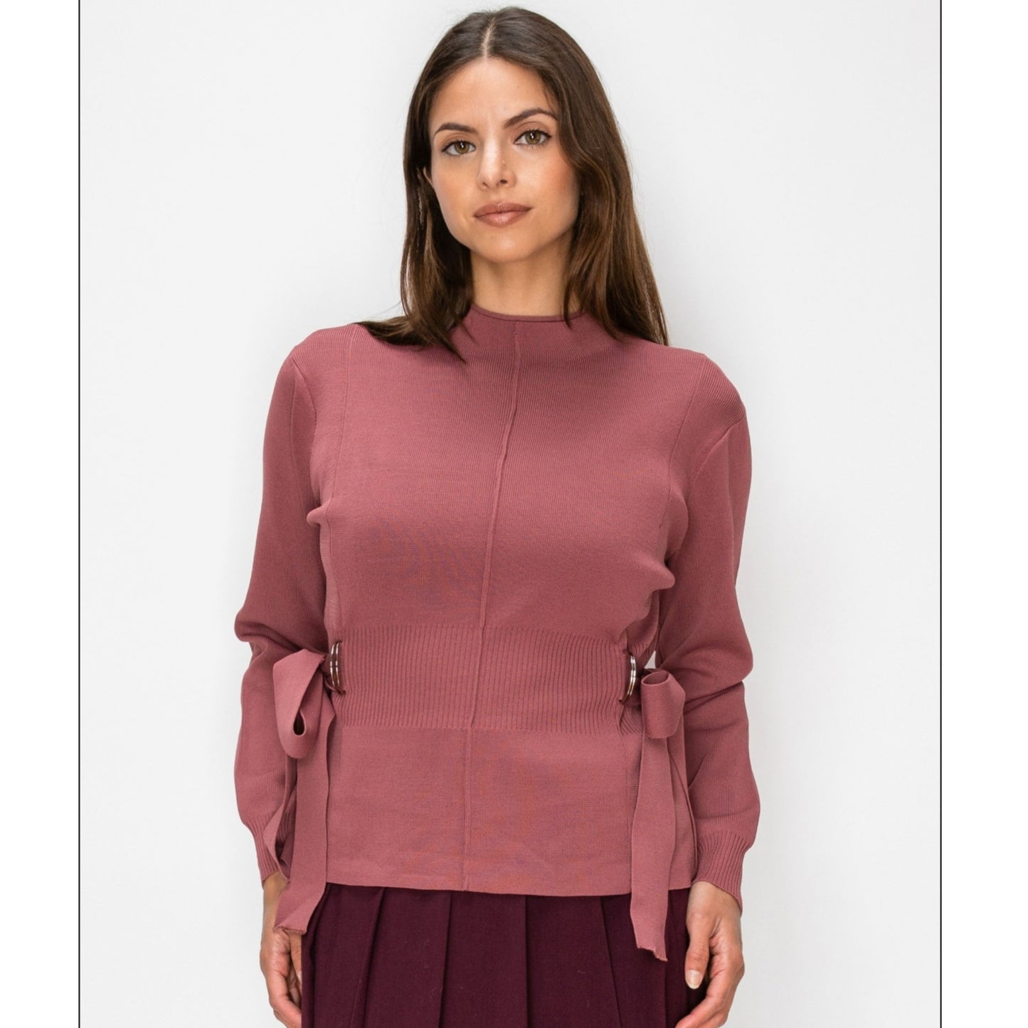 Rose Pink Side Tie Yal Sweater