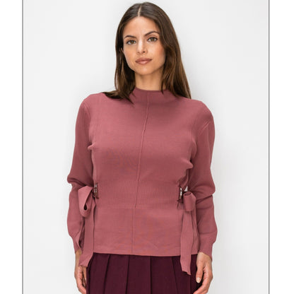 Rose Pink Side Tie Yal Sweater