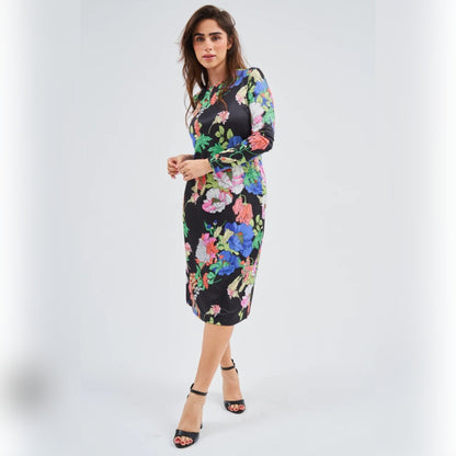 Black Pimrose Loose Basic Dress with Wrap DF