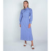 Blue Stripe Mock Wrap Dress - The Mimi Boutique