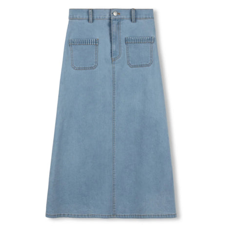 Stitch Pocket Trim Denim Skirt