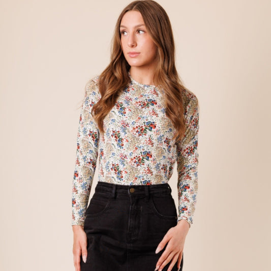 Micro Flower Print Tshirt Lilac Teen - The Mimi Boutique