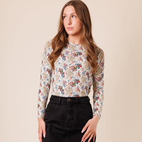 Micro Flower Print Tshirt Lilac Teen - The Mimi Boutique