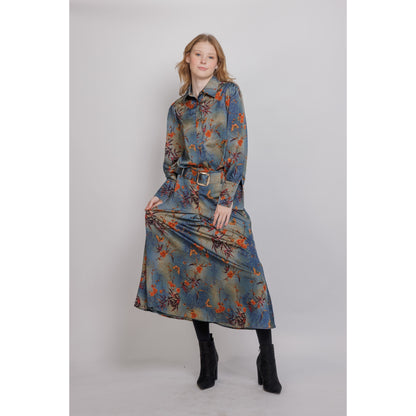 Buckle Midi Skirt Teal/Bronze - The Mimi Boutique