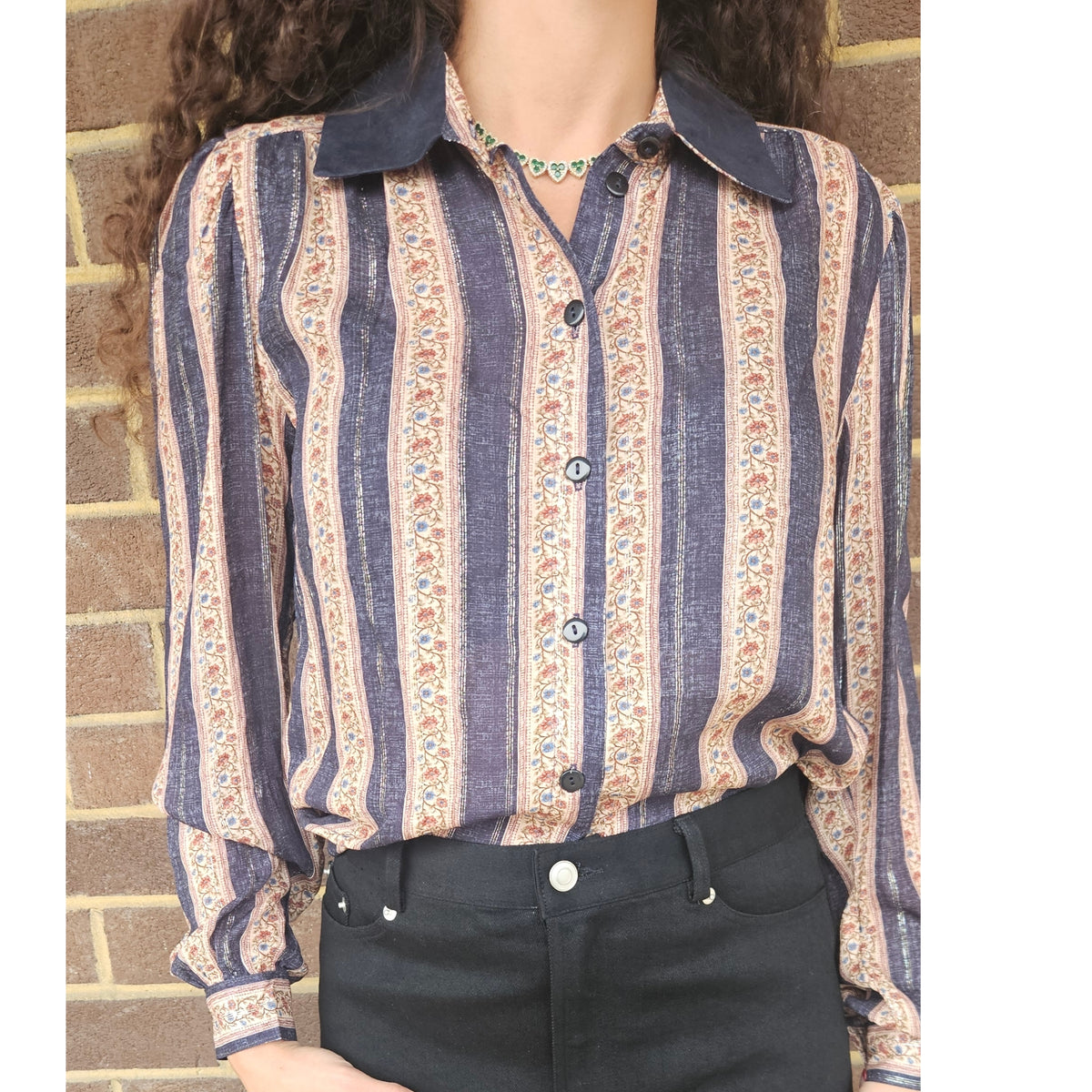 Nora Navy Lurex Blouse