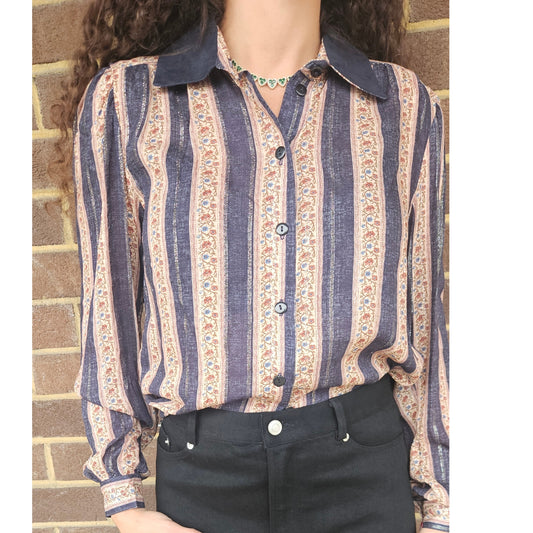 Nora Navy Lurex Blouse