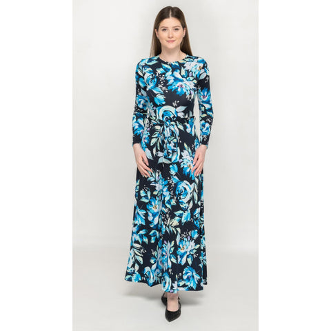 Blue Flower Belted Maxi