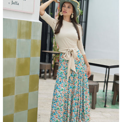Beige Wraparound Tee Adina LV - The Mimi Boutique