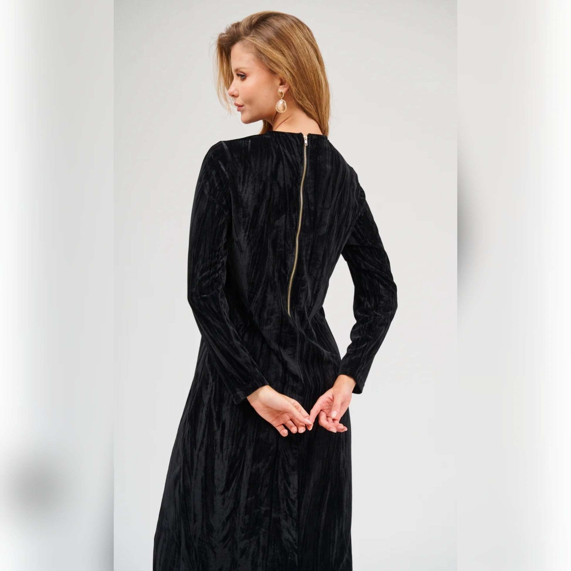 black zip back dress Zipper DF – The Mimi Boutique pleated black dress 98% Cotton Girl First Birthday Outfit, Men's Size:14 US