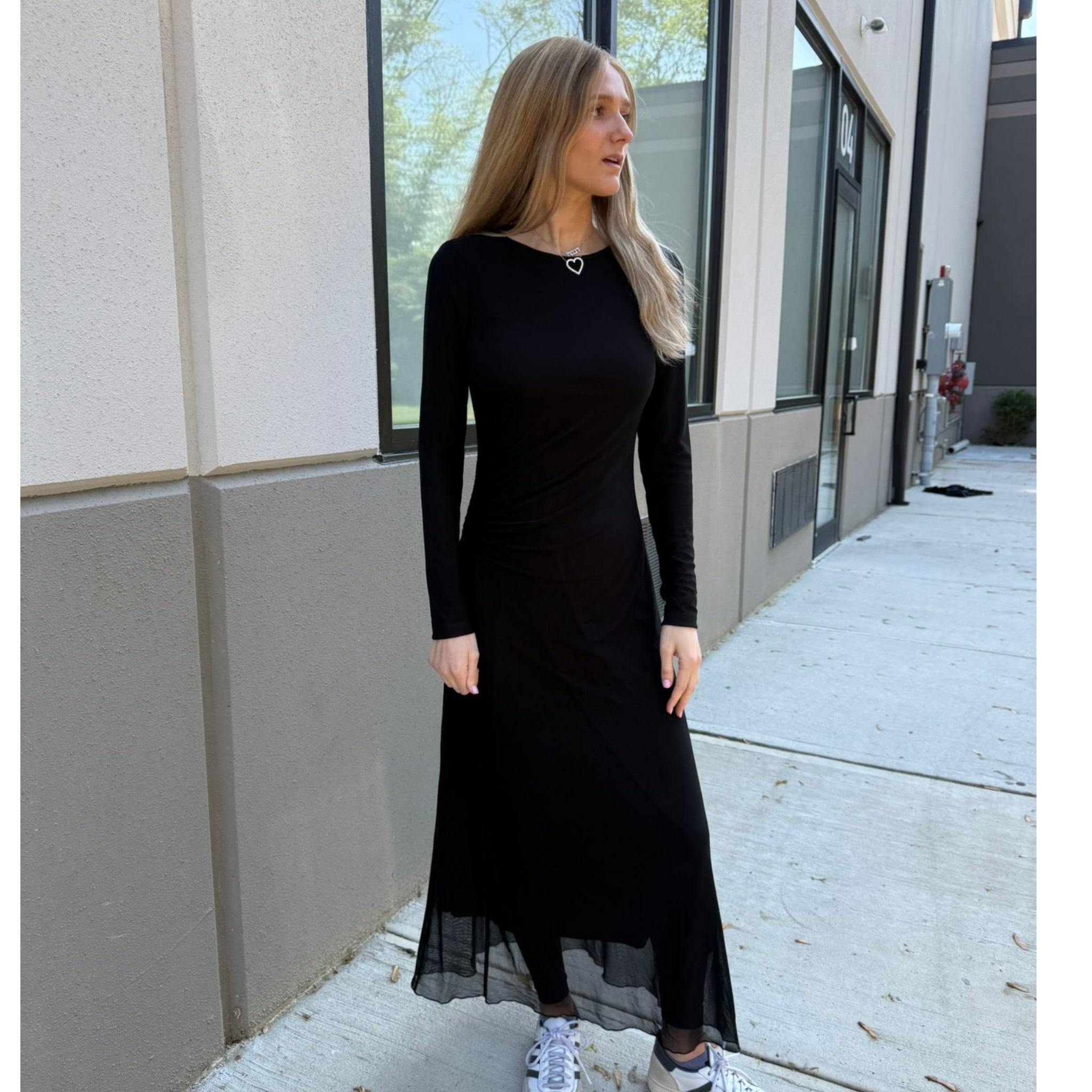 Black Side Ruched Mesh Dress Black Side Ruched Mesh Dress