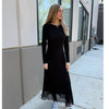 Black Side Ruched Mesh Dress
