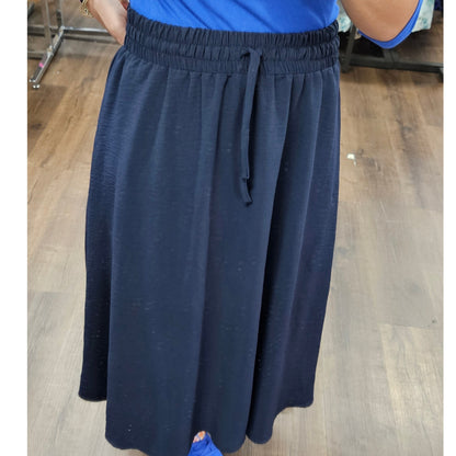 Wrinkle Navy Maxi Skirt Sam Fash