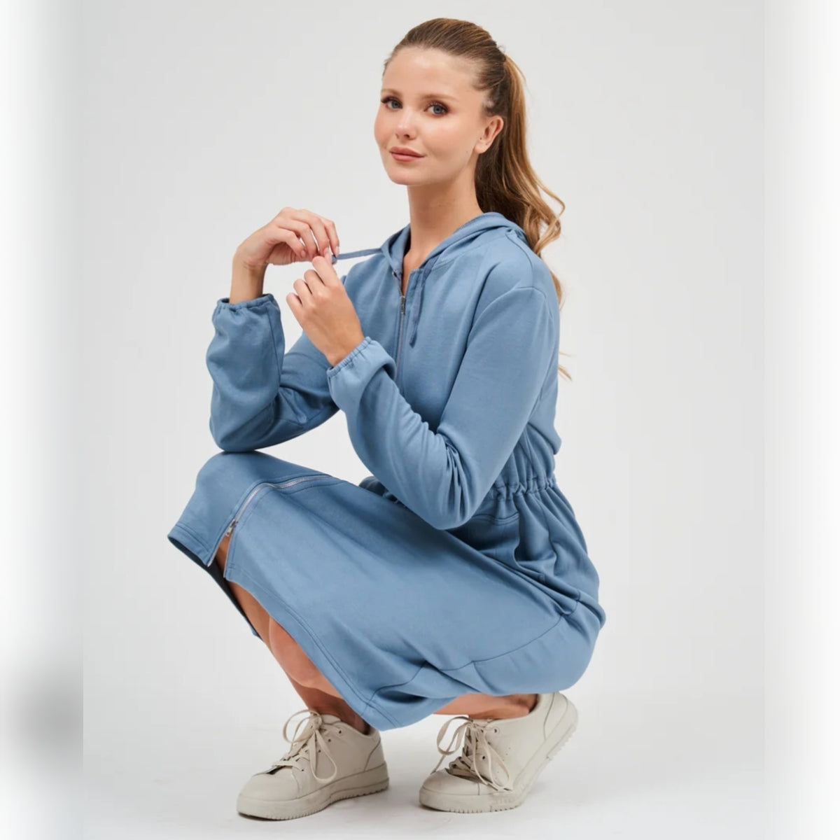 Midi Length Hoodie Dress Cloud DF - The Mimi Boutique