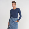 Faded Navy L/S V-Neck Tee Adina LV - The Mimi Boutique