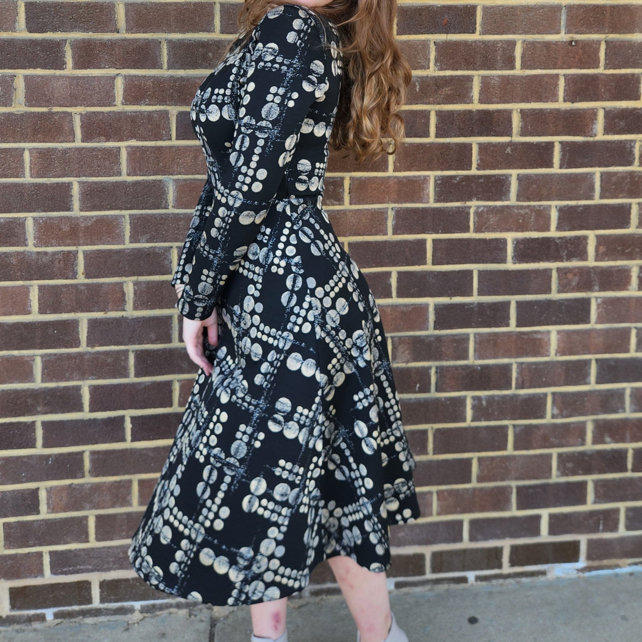 Gold Shimmer Circle Print Fit n Flare Dress Gold Shimmer Circle Print Fit n Flare Dress