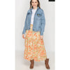 Tiered Orange Artsy Floral Skirt