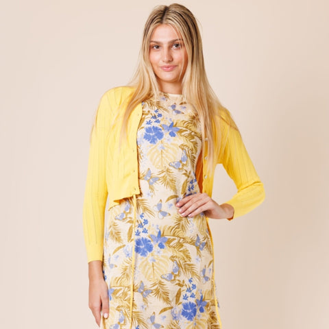 Yellow V Neck Textured Cardigan Lilac Teen