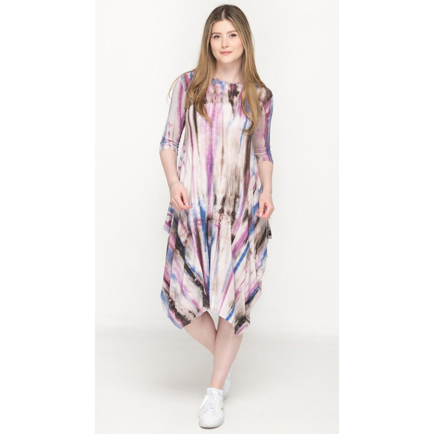 Georgiana Dress Purple Brown Tie Dye
