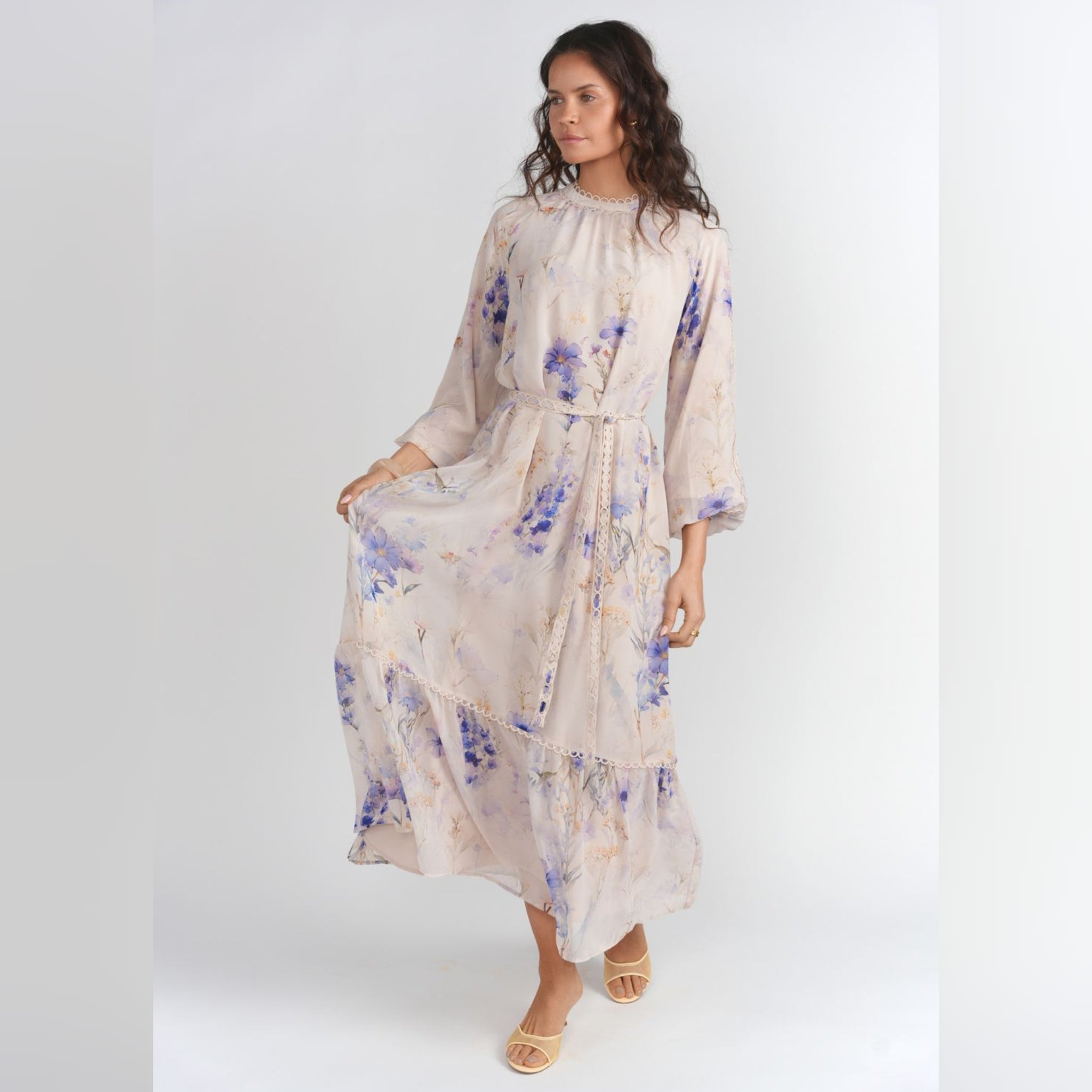 Celeste Flowy Chiffon Dress Light Floral The Mimi Boutique Celeste Flowy Chiffon Dress Light Floral The Mimi Boutique
