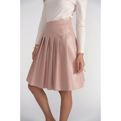 Pink Drop Waist Leather Pleated Skirt Adina LV