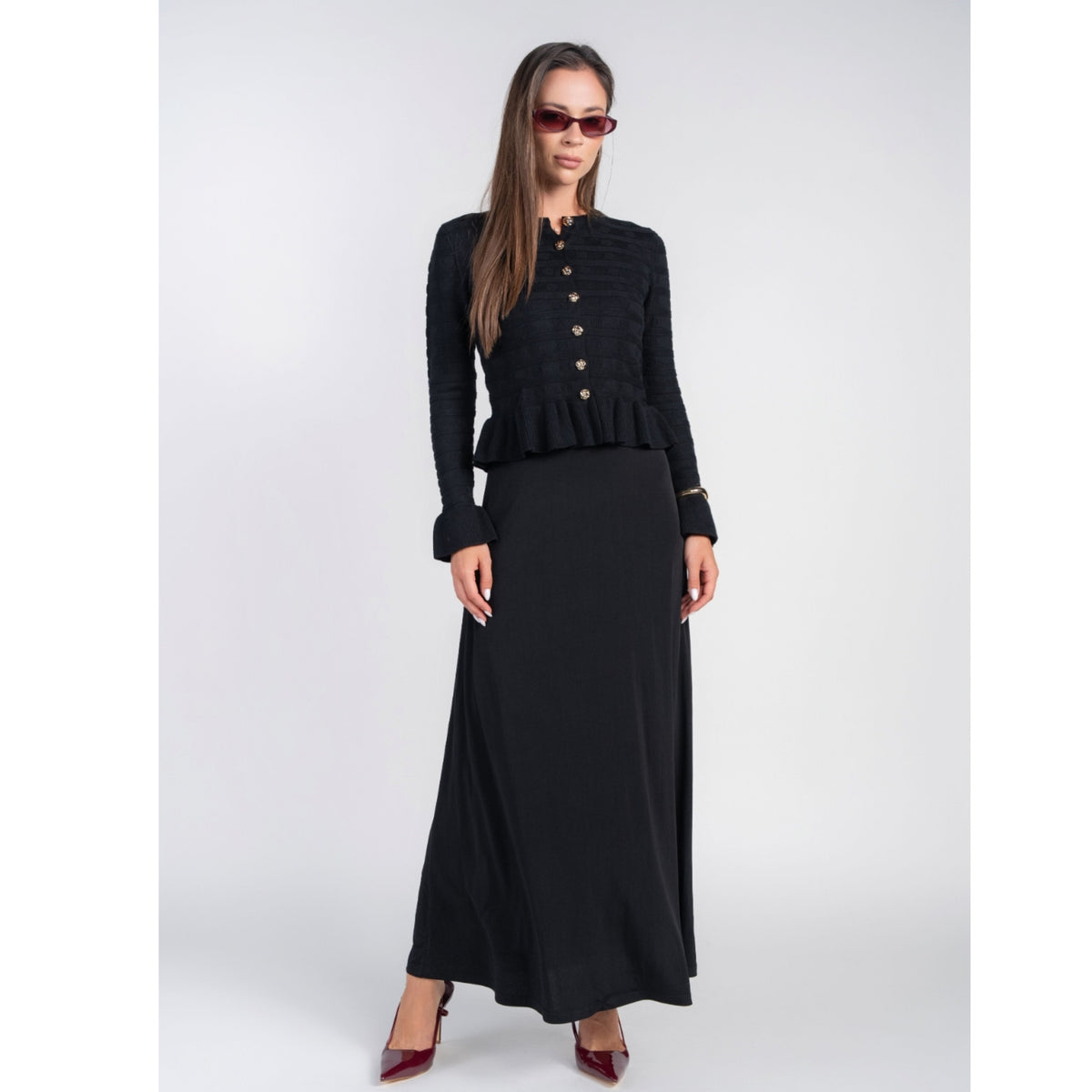 Peplum Cardi Black