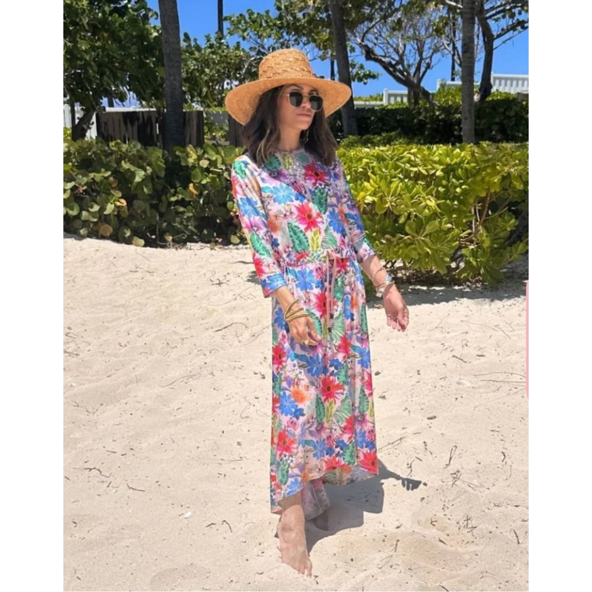 Hannah High Low Swim Dress Floral CVRGE