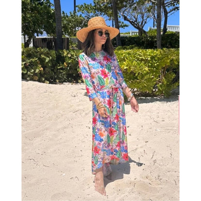 Hannah High Low Swim Dress Floral CVRGE