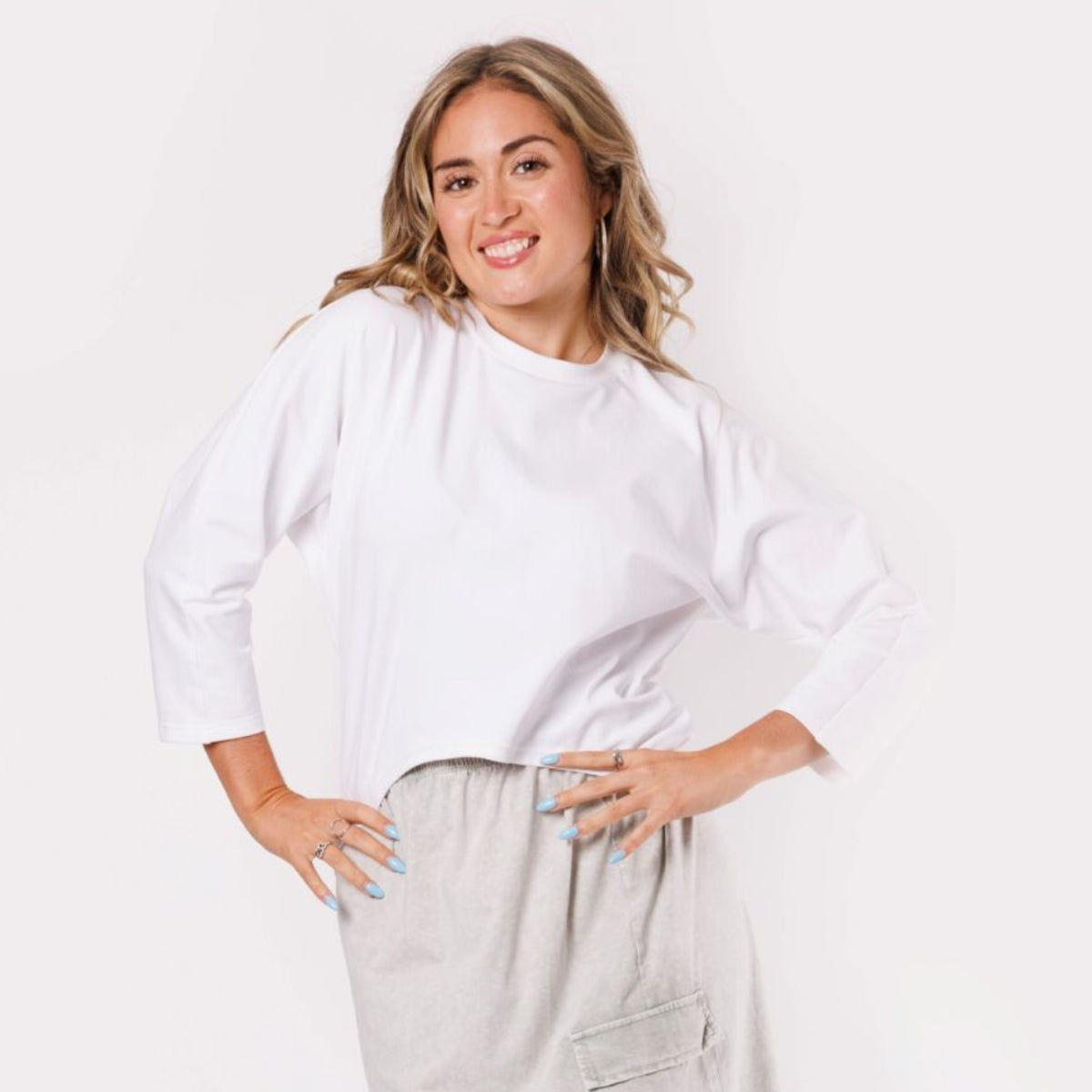 Hi Lo Loose Cut White Top