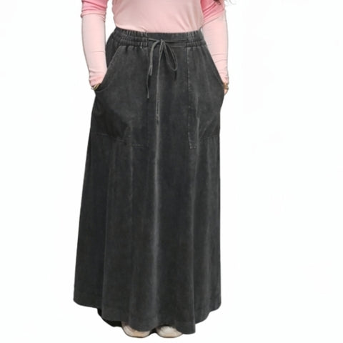 Black Wash Maxi Pocket Skirt Lilac Teen