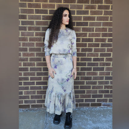 Sage Low Ruffle Midi Skirt