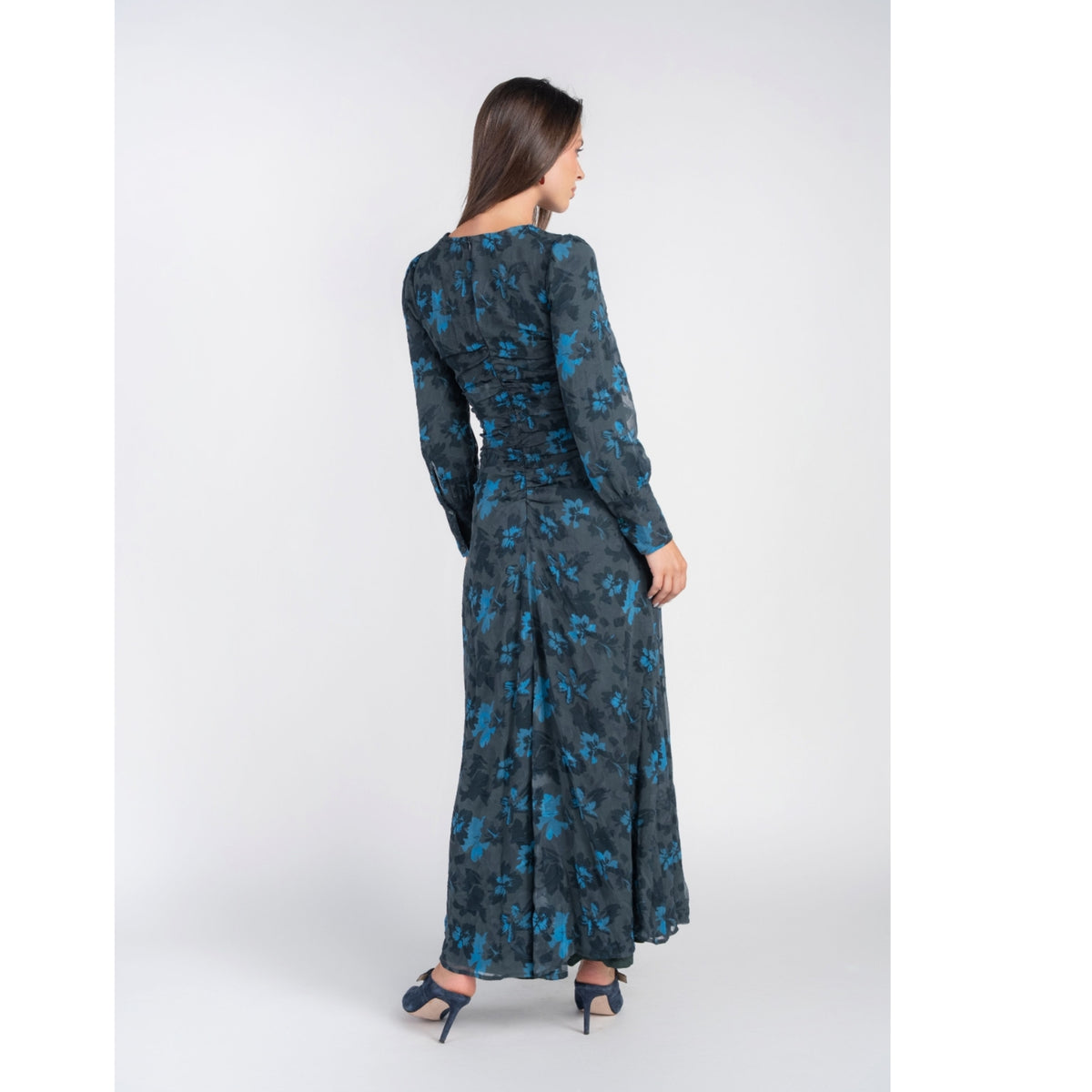Michalie Midi Dress Teal Floral Adina LV