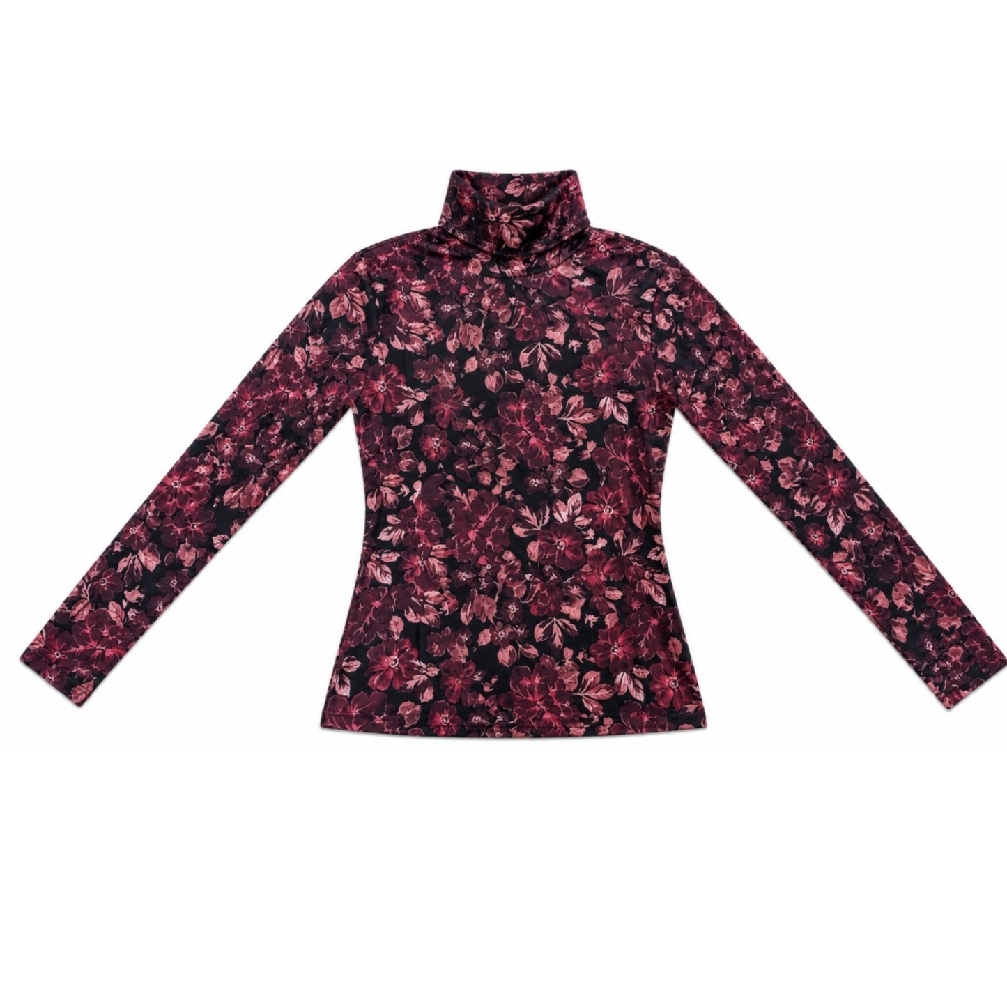 Merlot Floral Printed Mockneck