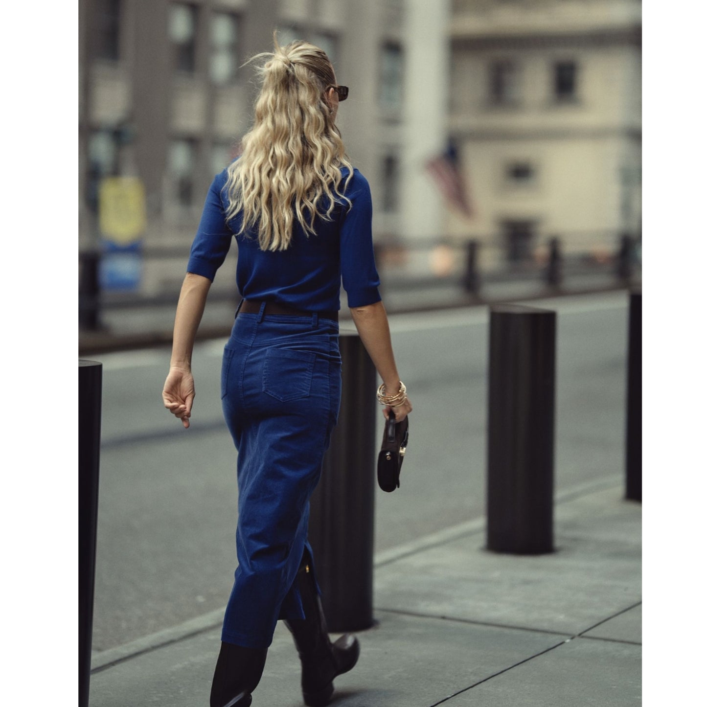 Fray Detail Corduroy Skirt London Blue Adina LV