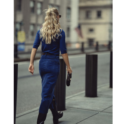 Fray Detail Corduroy Skirt London Blue Adina LV