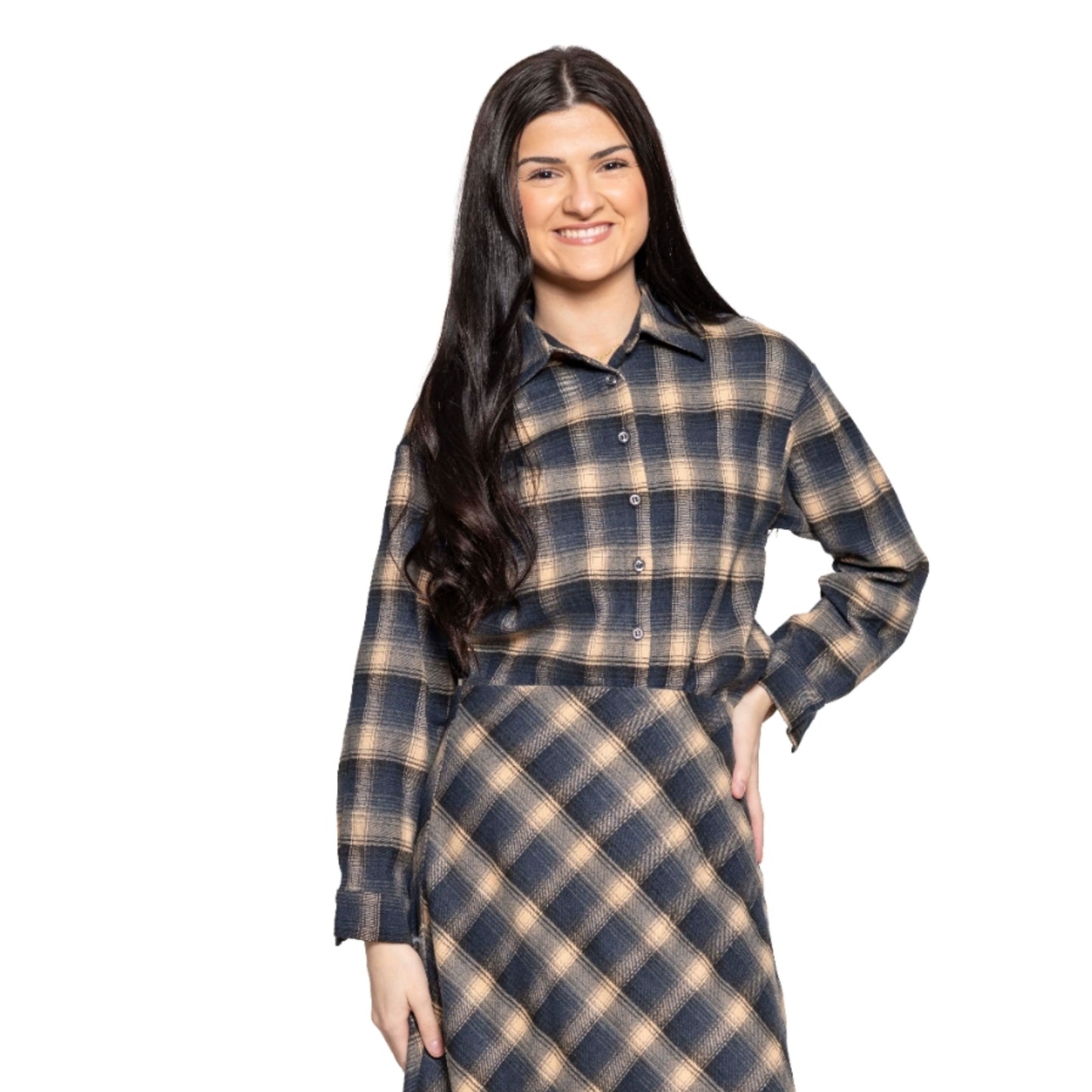 Collared Plaid Button Down Top Lilac Teen