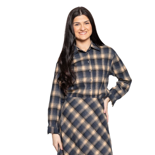 Collared Plaid Button Down Top Lilac Teen
