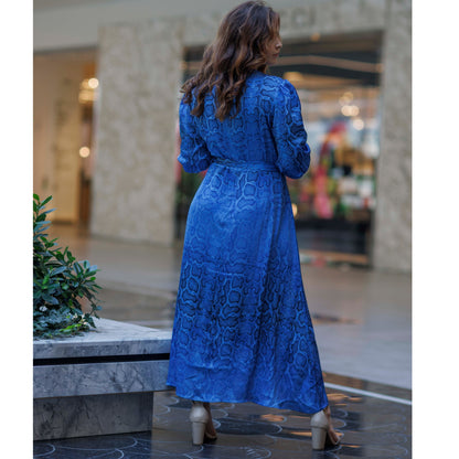 Blue Snakeskin Pulley Dress