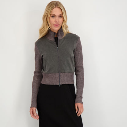 Scuba Rib Bomber Grey - The Mimi Boutique