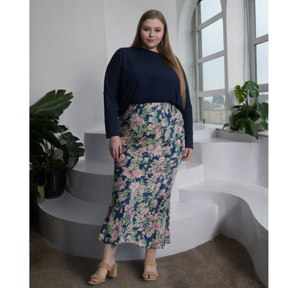 Plus Cosmo Skirt Navy Floral