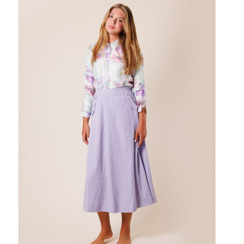 Lavendar Side Pocket Midi Skirt Lilac Teen - The Mimi Boutique