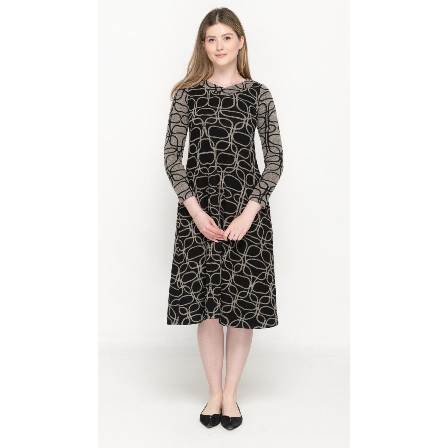 Grey & Black Swirl Sweater Dress