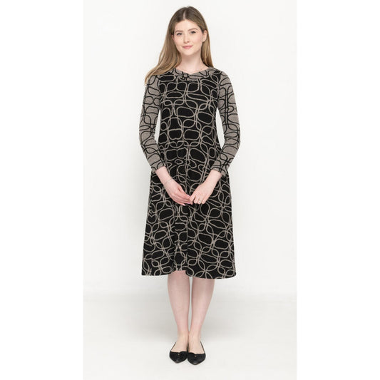 Grey & Black Swirl Sweater Dress