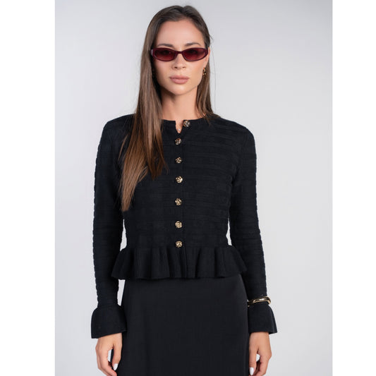 Peplum Cardi Black