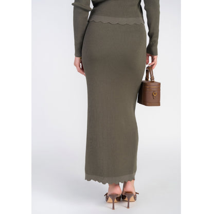 Scalloped Knit Skirt Olive