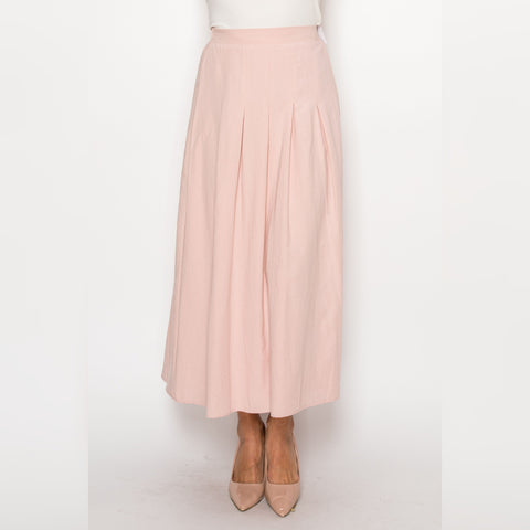 Pink Cotton Box Pleate Skirt - The Mimi Boutique