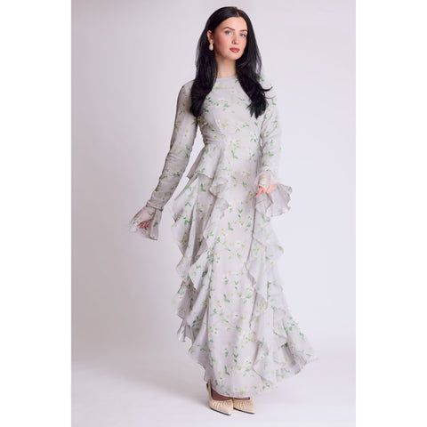 Ruffle Corset Sage Maxi Dress Nina